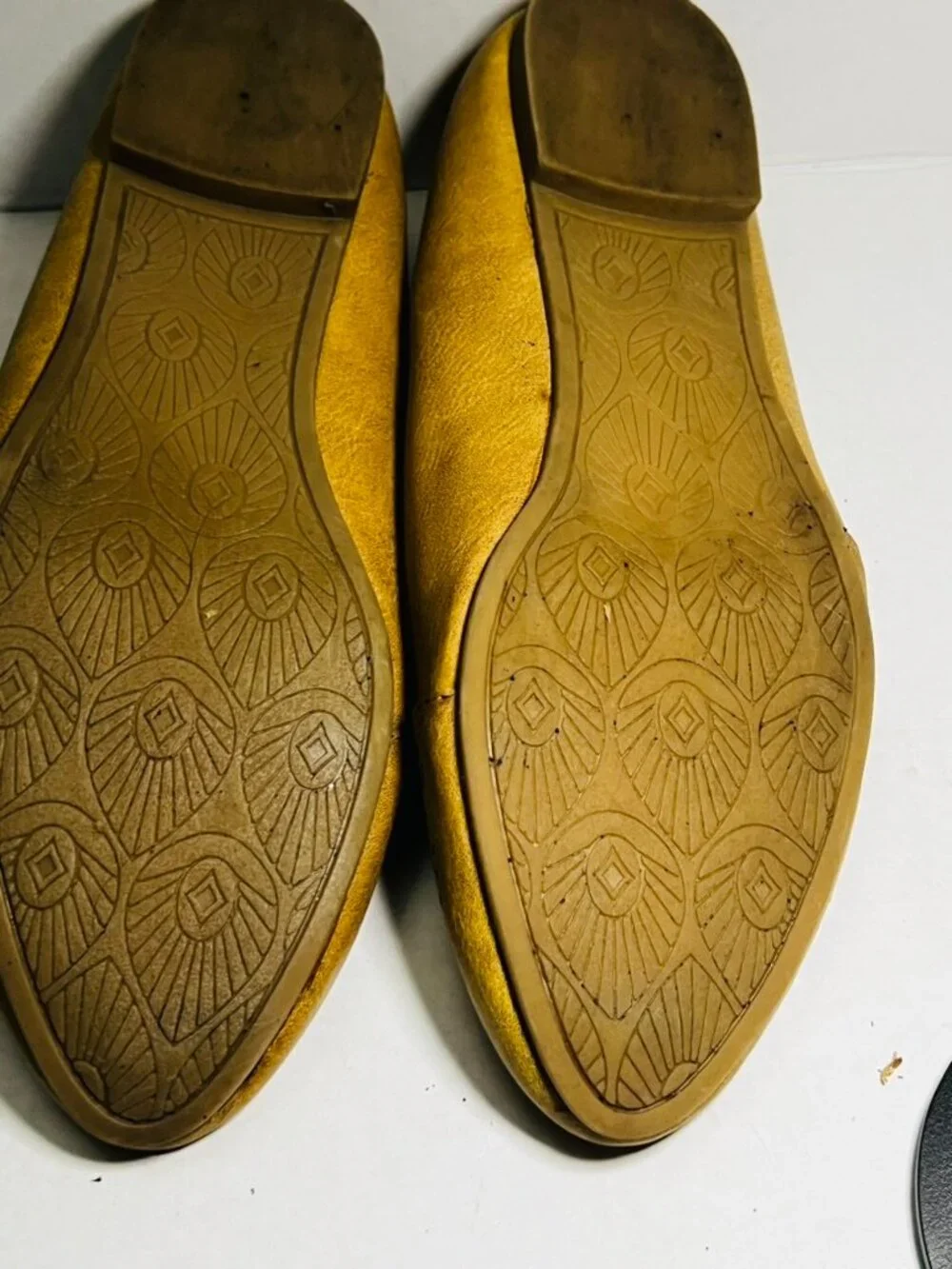 Womens Flats Mustard Yellow Floral Perforated Cottagecore Boho Fairy Size 7.5